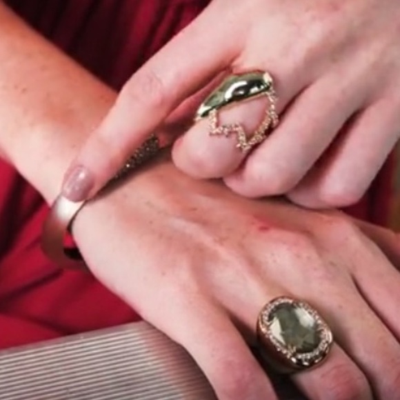 ALEXIS BITTAR• NEW Rose & Yellow Gold Crystal Abstract Thorny Crystal Tulip Ring - Picture 3 of 15